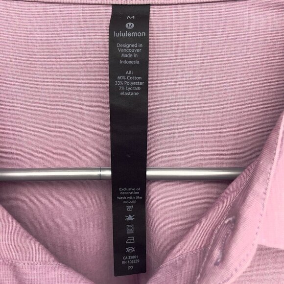 LULULEMON Anti-odor fabric Slim fit Modern Pink Shirt Size M - Picture 3 of 8